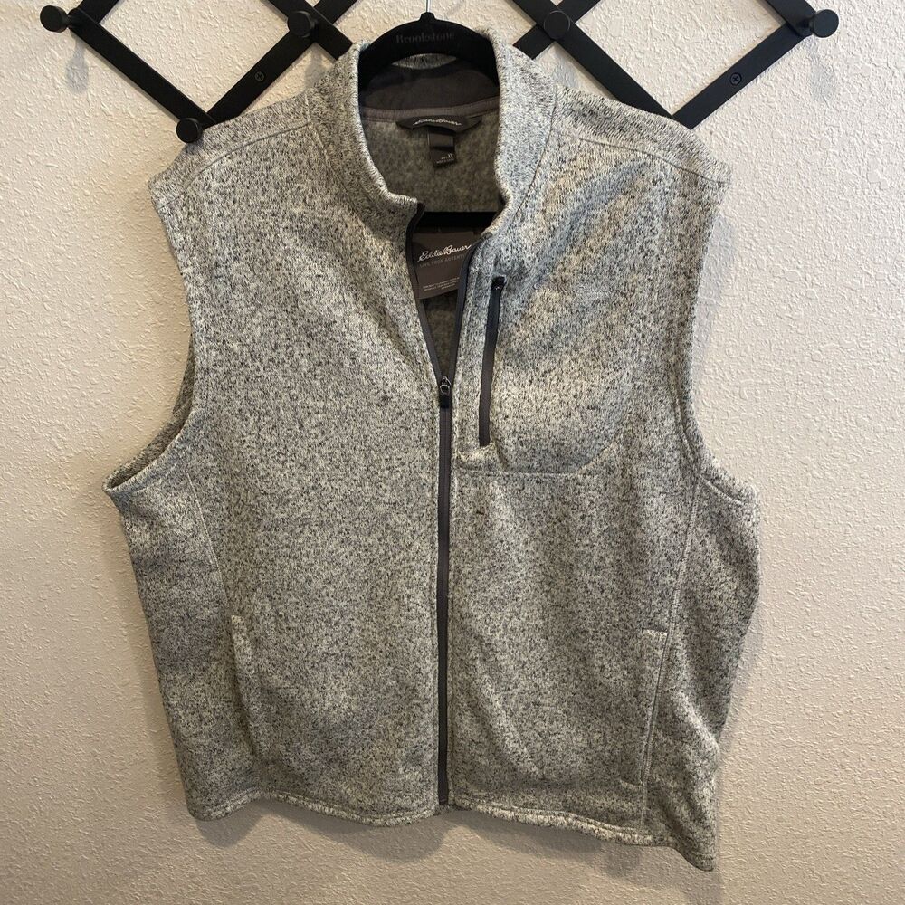 Eddie Bauer Sweater Fleece Heathered Gray Vest Size XL NWT